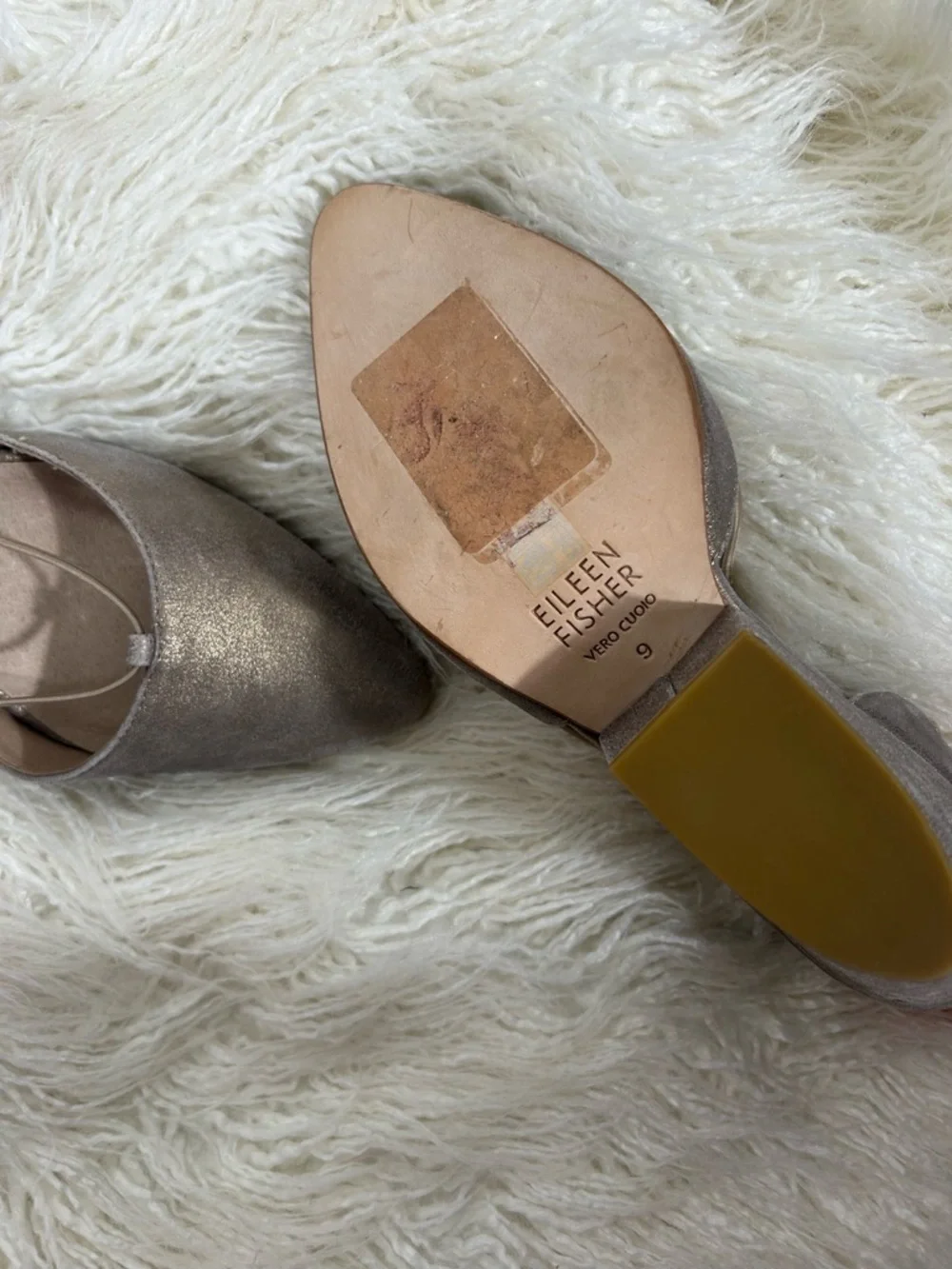 Eileen Fisher Ghillie Metallic Gold Wedge Pumps Size 9‎
